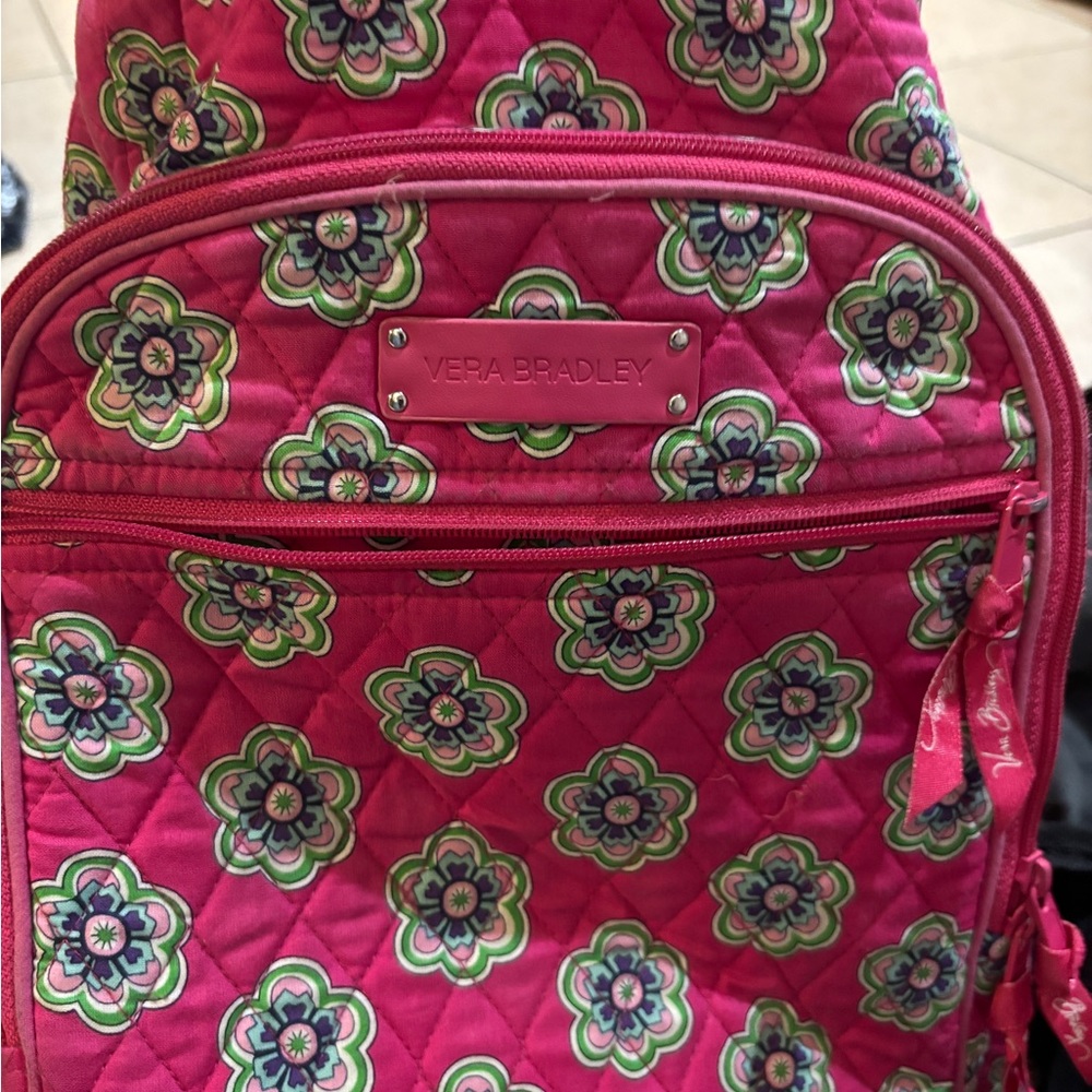 Vera Bradley Pink and Green Floral Backpack